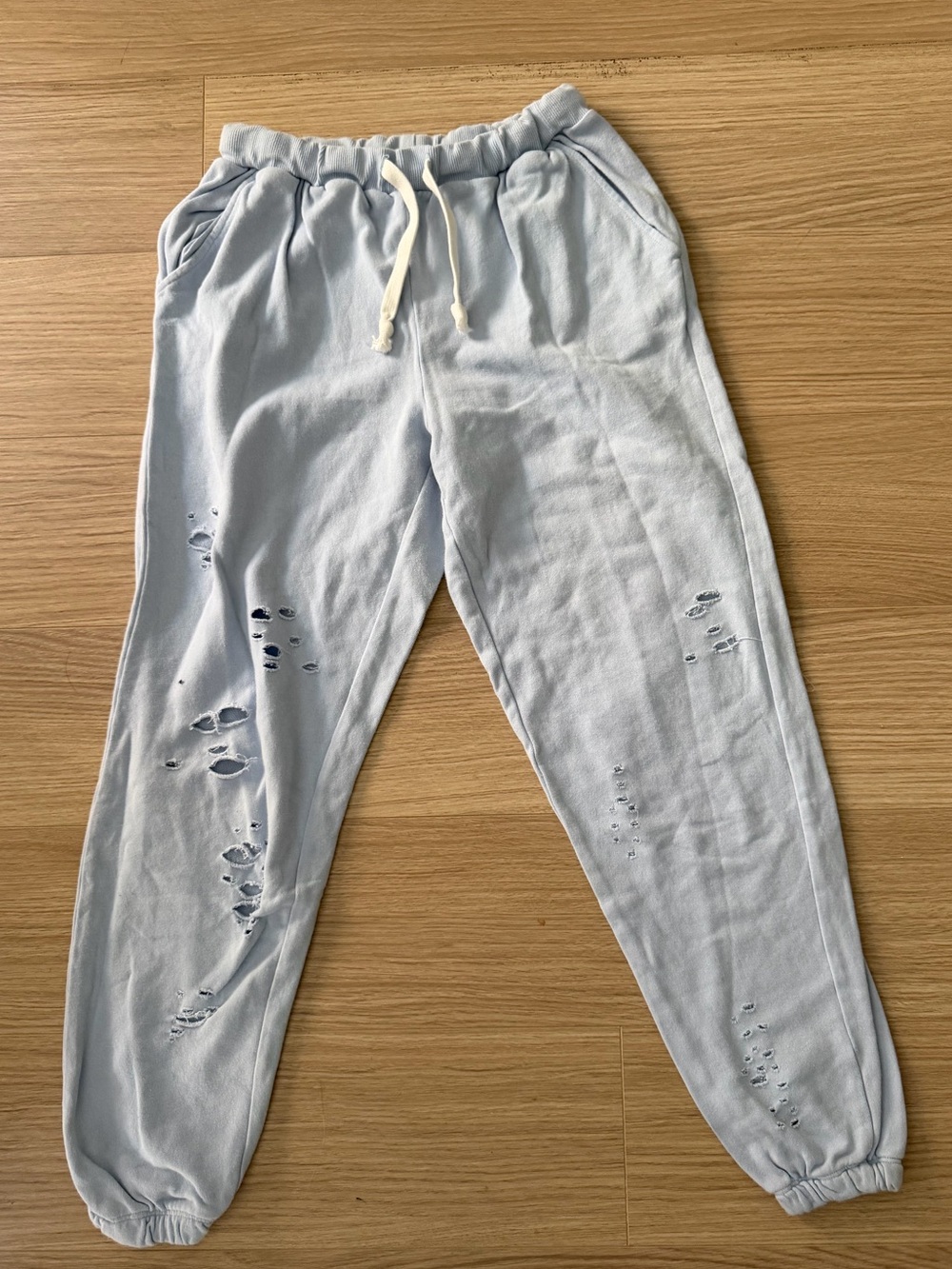 Katie J NYC Light Blue Distressed Sweatpants